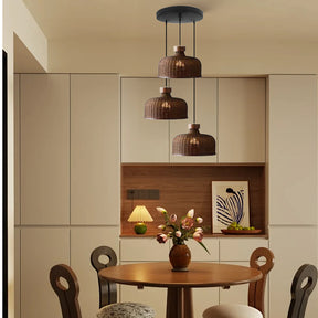 Rustic Handwoven Rattan Pendant Light for Dining Room