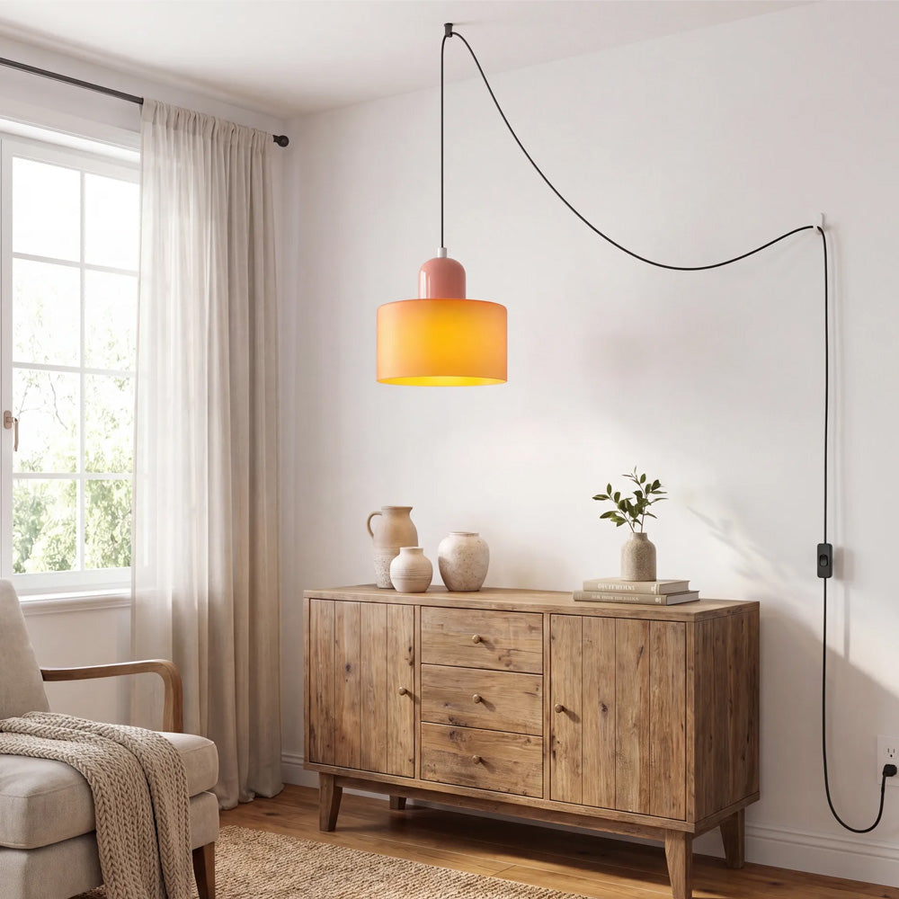 Bauhaus Minimalist Plug-in Glass Pendant Light for Kitchen Island