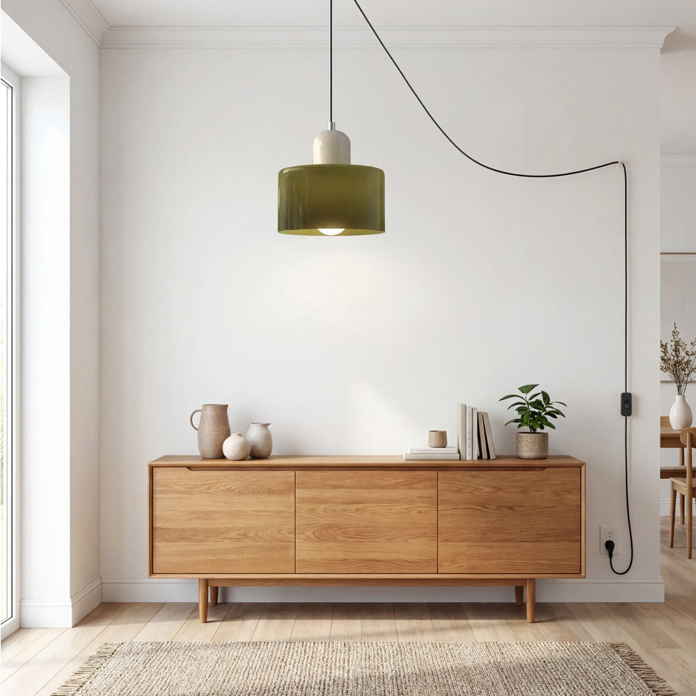 Bauhaus Minimalist Plug-in Glass Pendant Light for Kitchen Island