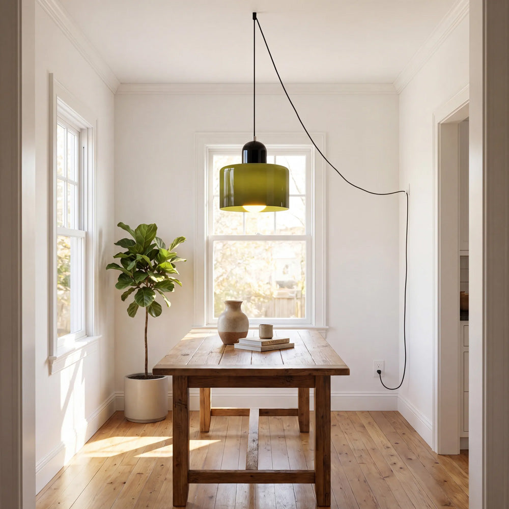 Bauhaus Minimalist Plug-in Glass Pendant Light for Kitchen Island