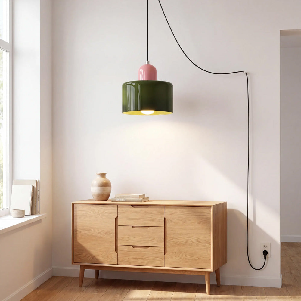 Bauhaus Minimalist Plug-in Glass Pendant Light for Kitchen Island