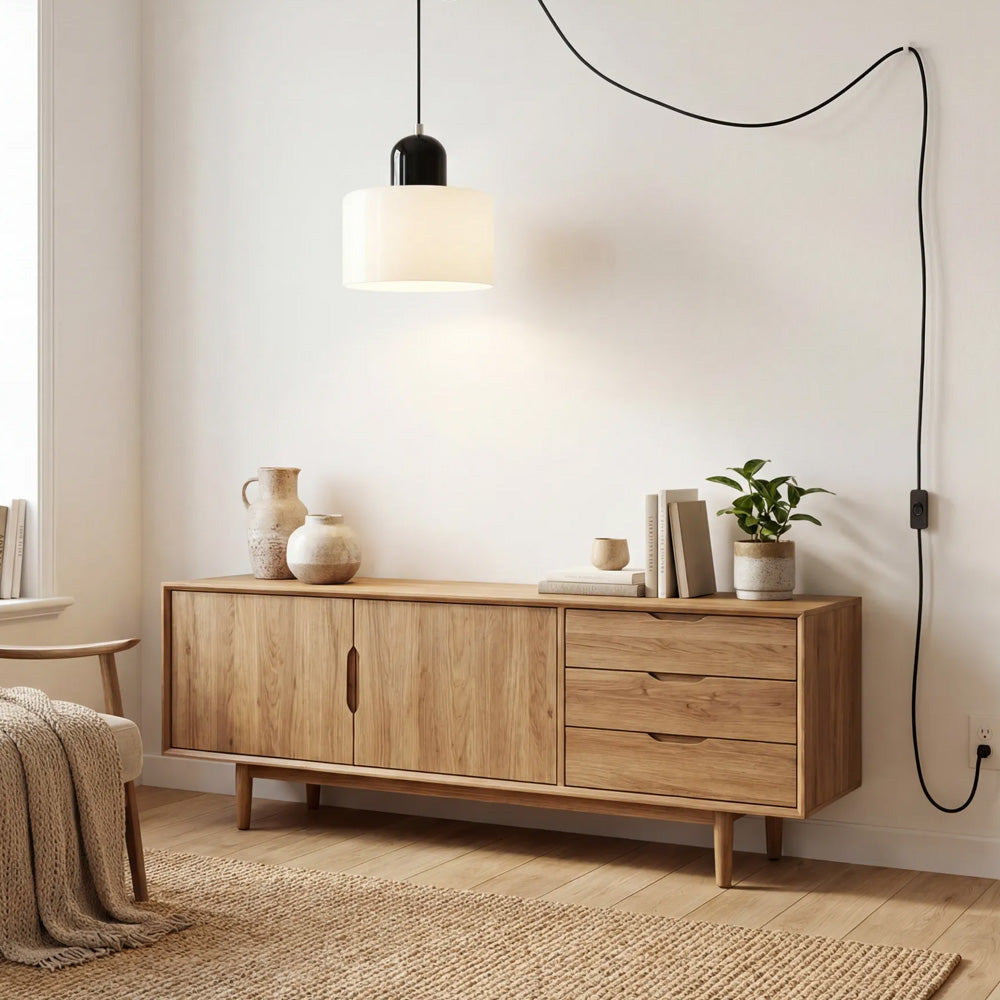 Bauhaus Minimalist Plug-in Glass Pendant Light for Kitchen Island