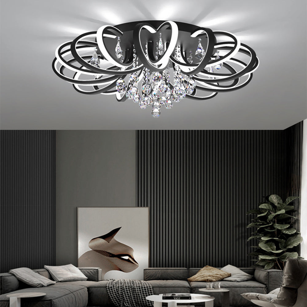 Modern Black Acrylic LED Flush Mount Ceiling Light