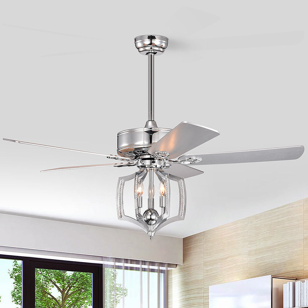 Industrial Chrome Ceiling Fans with Lights