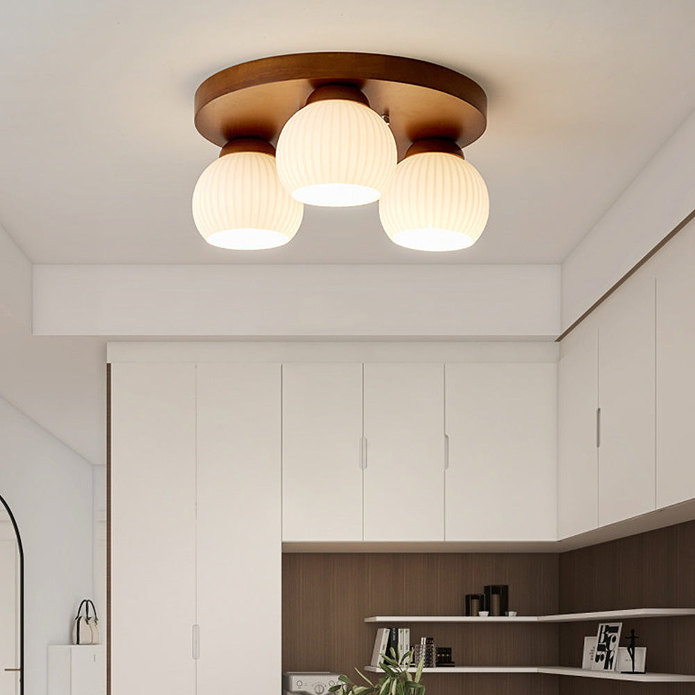 Minimalist Wood Multi-Heads White Ceiling Light