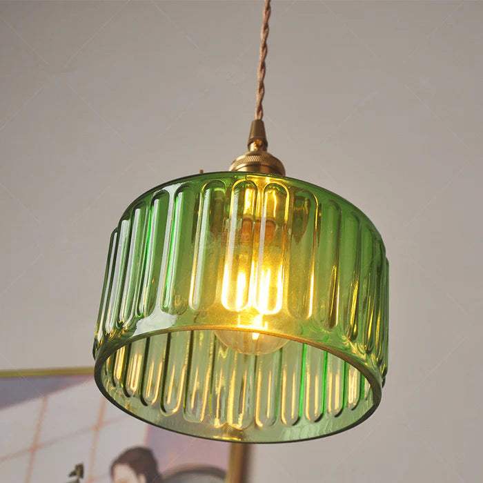 Vintage Stunning Cylinder Glass Pendant Light