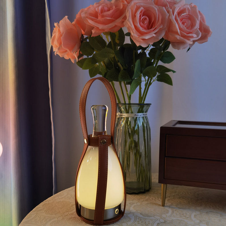 Bell Portable Leather Glass Table Lamp