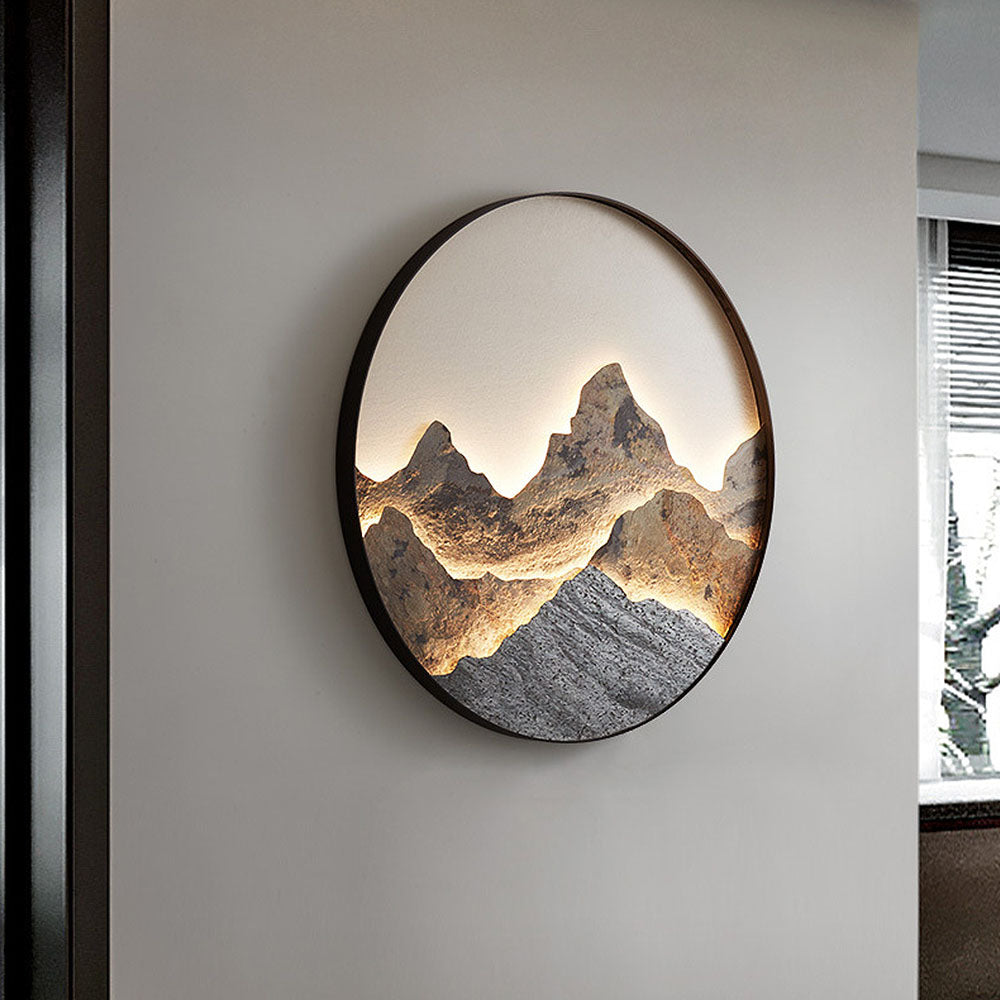 Chinese Style Mountain Round LED Wall Light