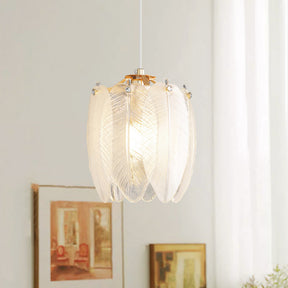 French Style Feather Glass Pendant Light
