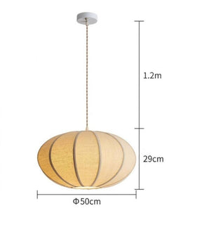 Natural Oval Fabric Pendant Lights for Living Room