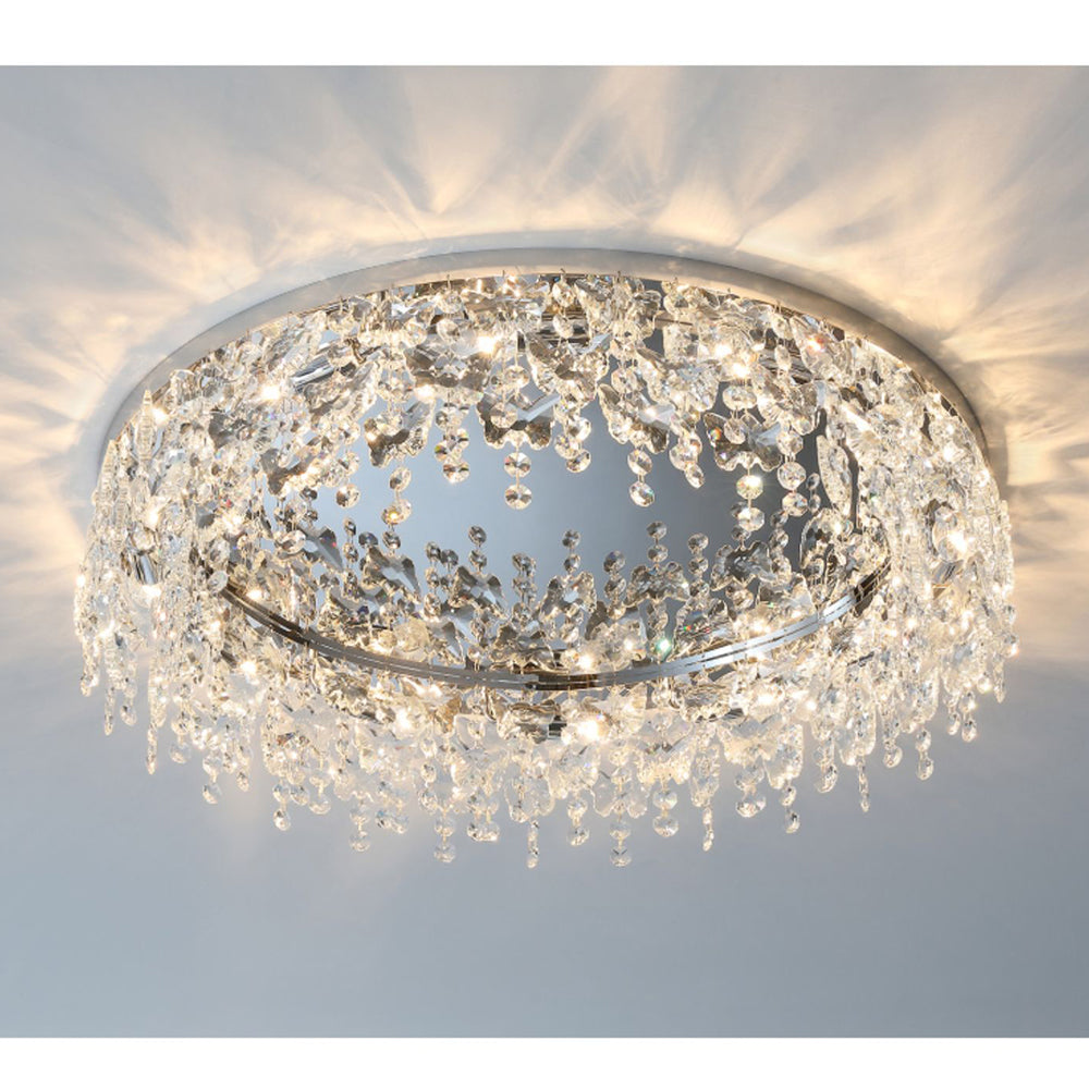 Luxury Crystal Chrome Flush Ceiling Light