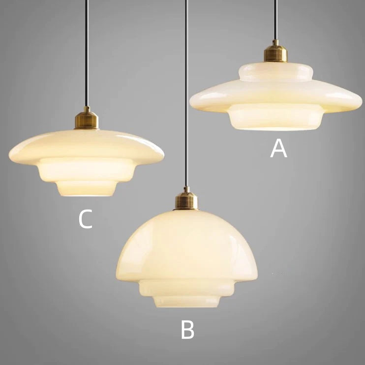 Nordic Milk Glass Plug-In Pendant Light for Kitchen Island