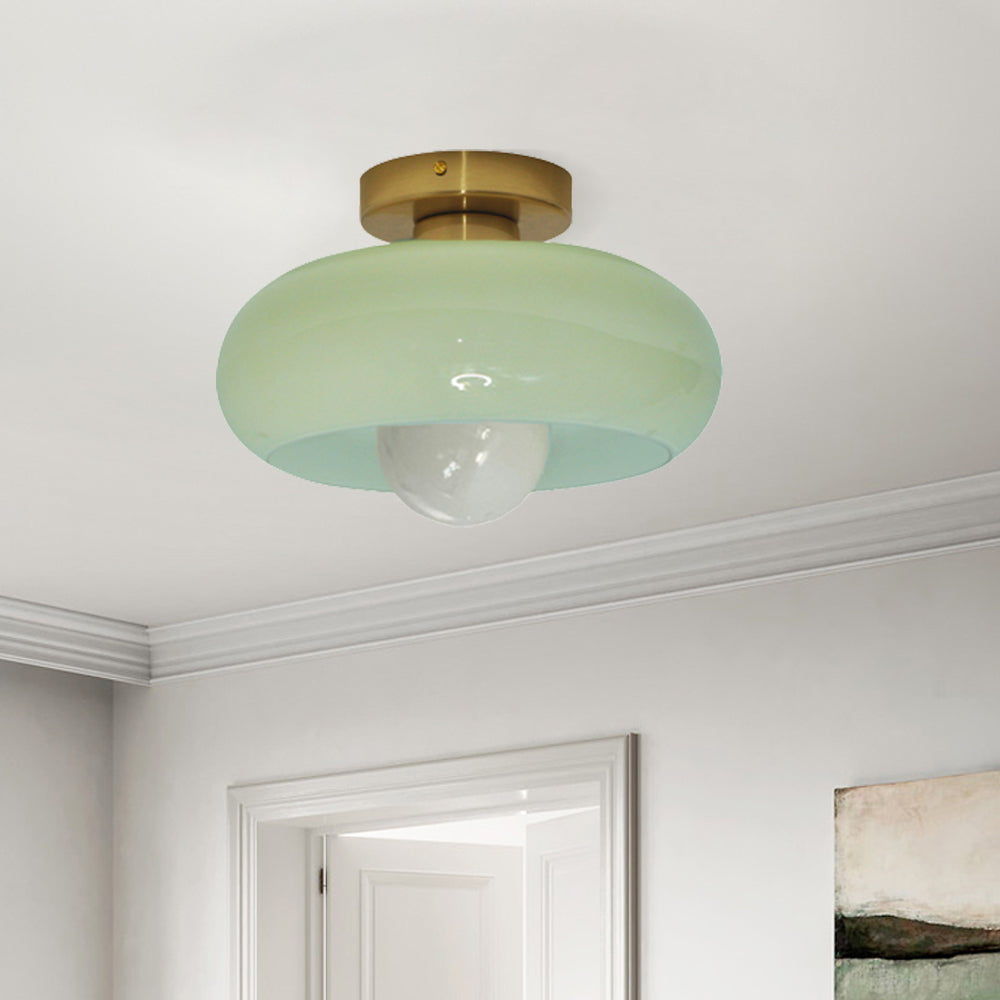 Mid Century Glass Semi Flush Mount Ceiling Lamp