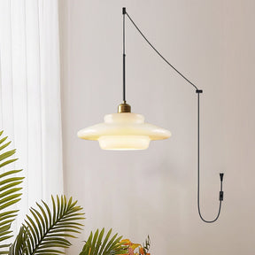 Nordic Milk Glass Plug-In Pendant Light for Kitchen Island