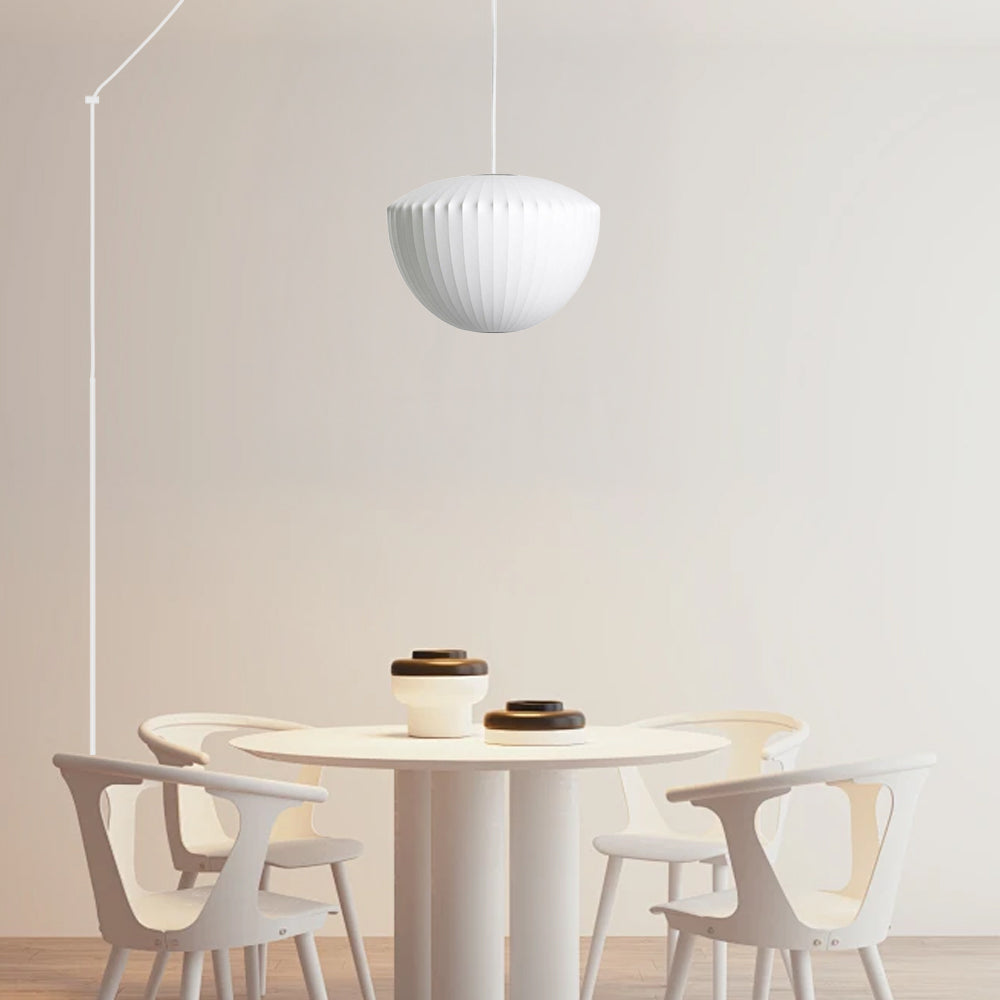 Mid-Century Silk Living Room White Pendant Light