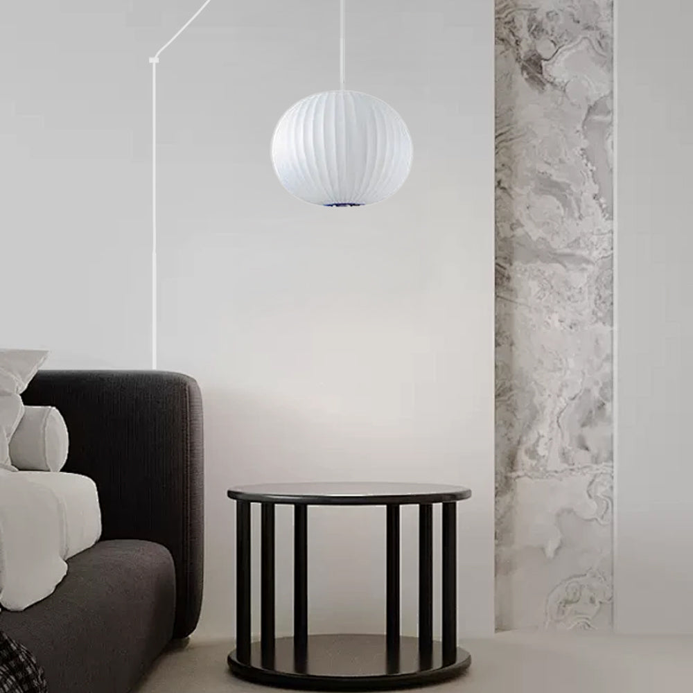 Mid-Century Silk Living Room White Pendant Light