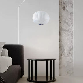 Mid-Century Silk Living Room White Pendant Light