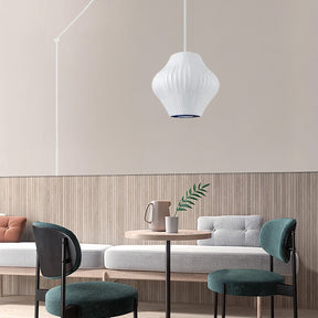 Mid-Century Silk Living Room White Pendant Light