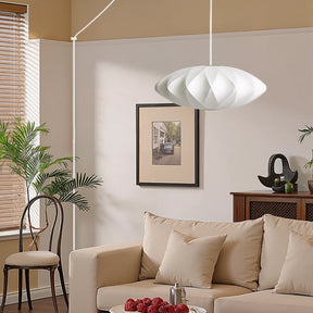 Mid-Century Silk Living Room White Pendant Light