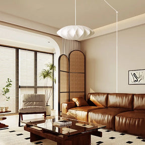 Mid-Century Silk Living Room White Pendant Light