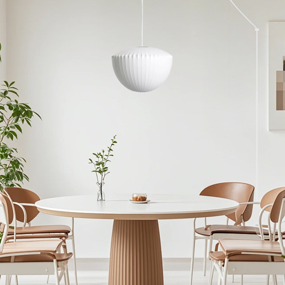 Mid-Century Silk Living Room White Pendant Light