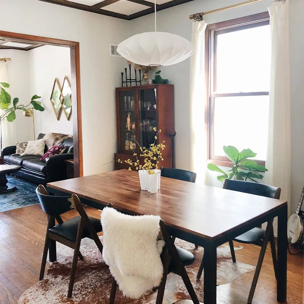 Mid-Century Silk Living Room White Pendant Light