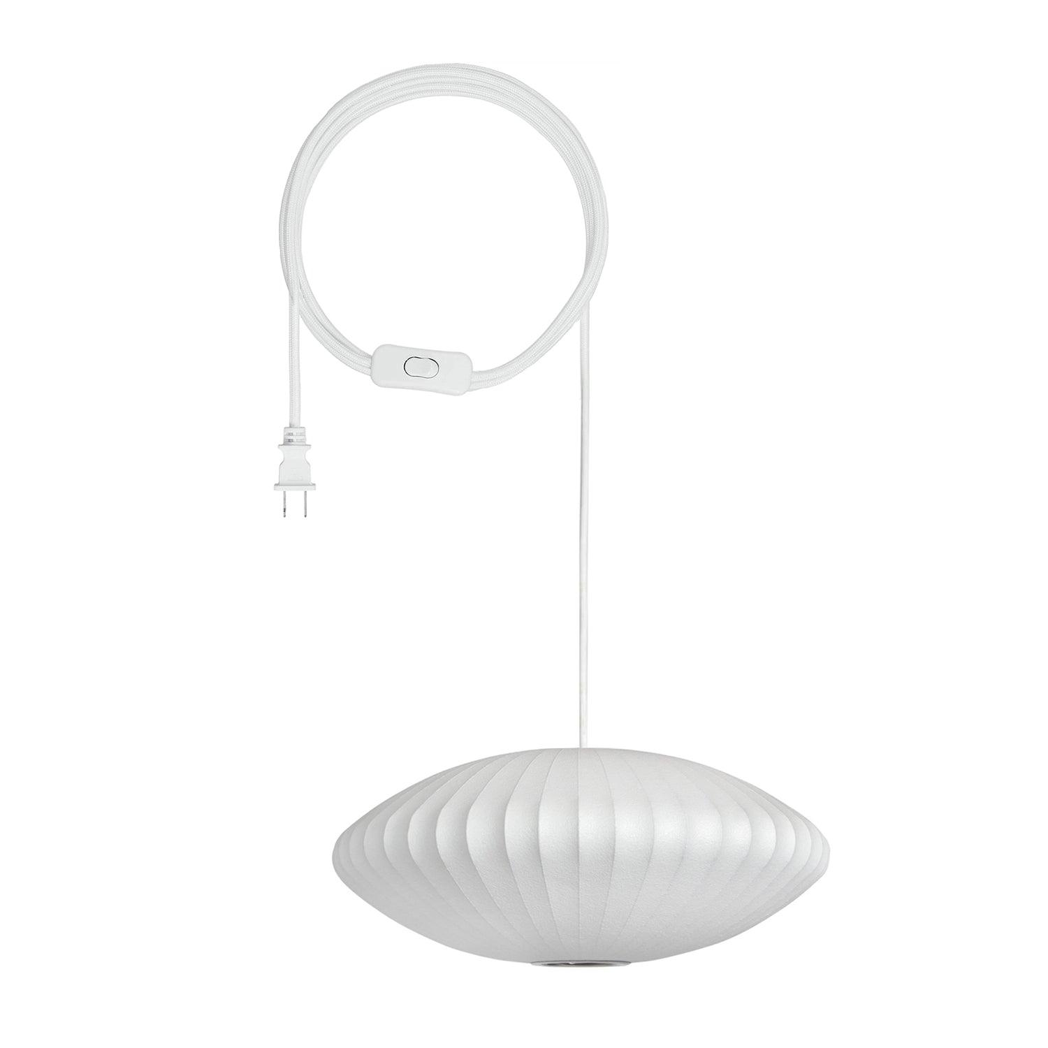 Mid-Century Silk Living Room White Pendant Light