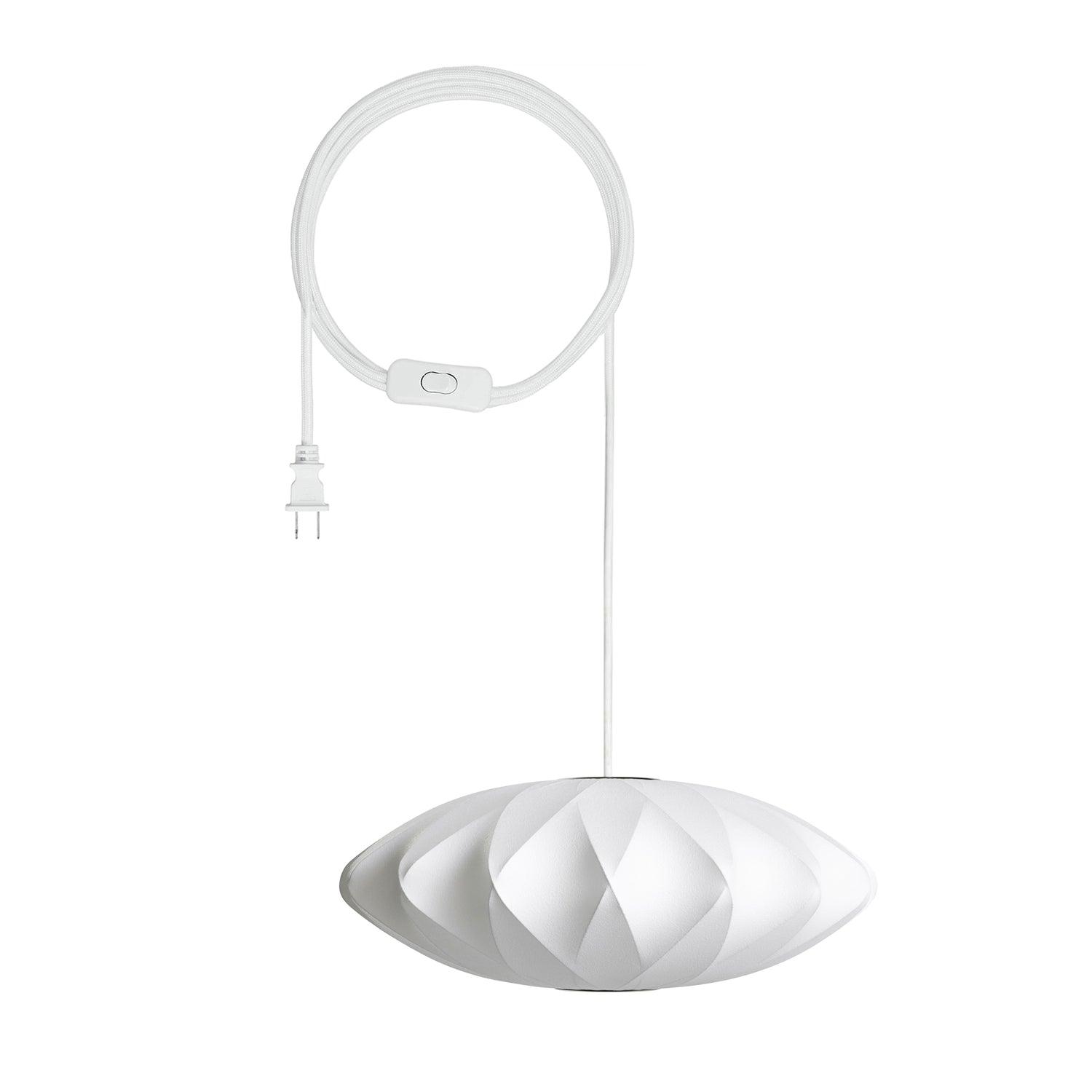 Mid-Century Silk Living Room White Pendant Light