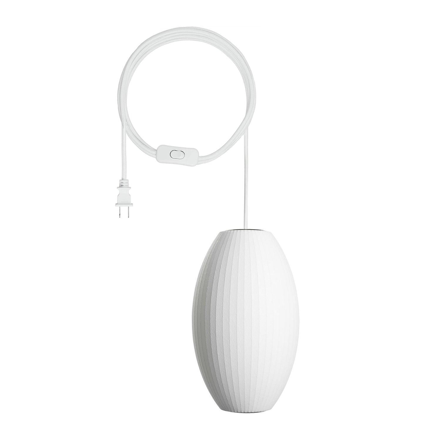 Mid-Century Silk Living Room White Pendant Light