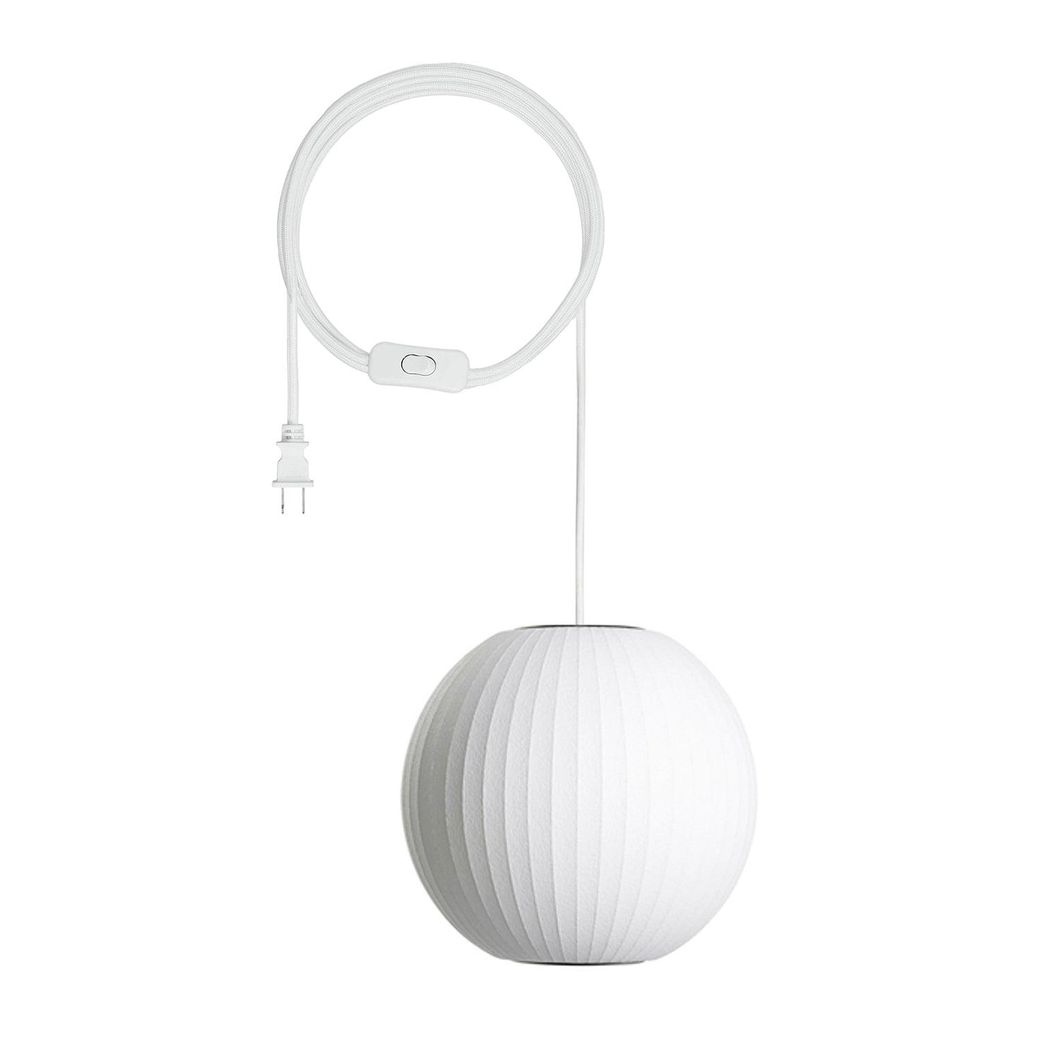 Mid-Century Silk Living Room White Pendant Light