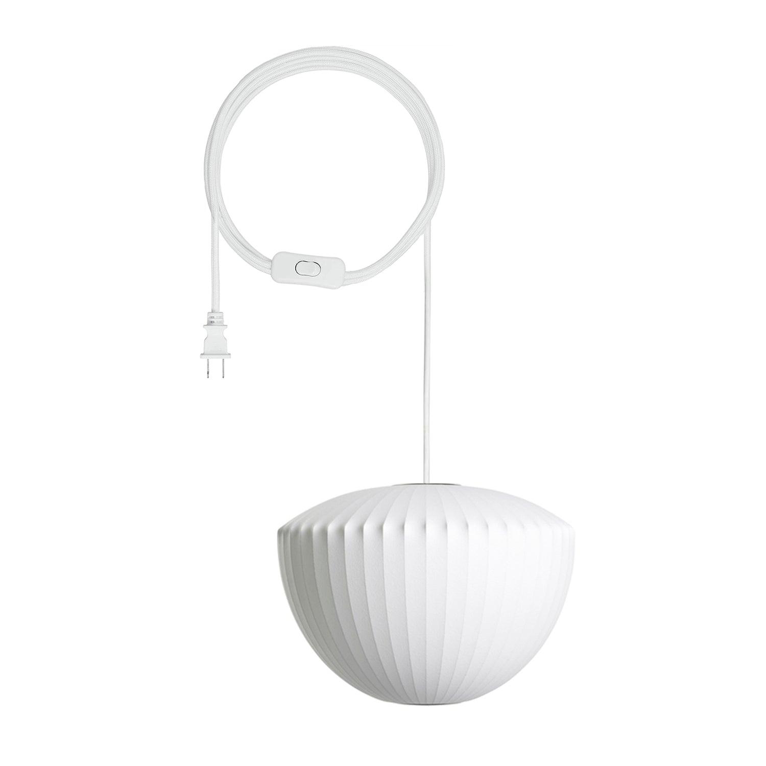 Mid-Century Silk Living Room White Pendant Light