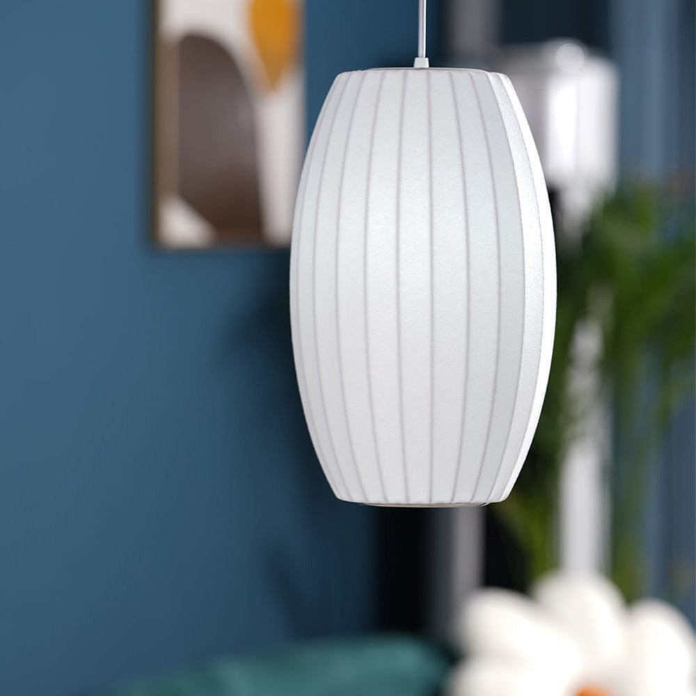 Mid-Century Silk Living Room White Pendant Light