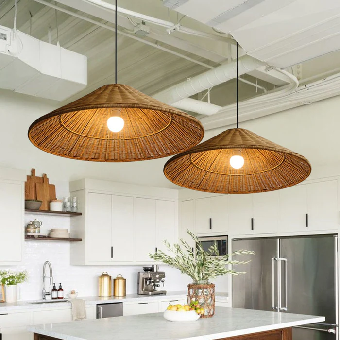 Rattan pendant shades deals