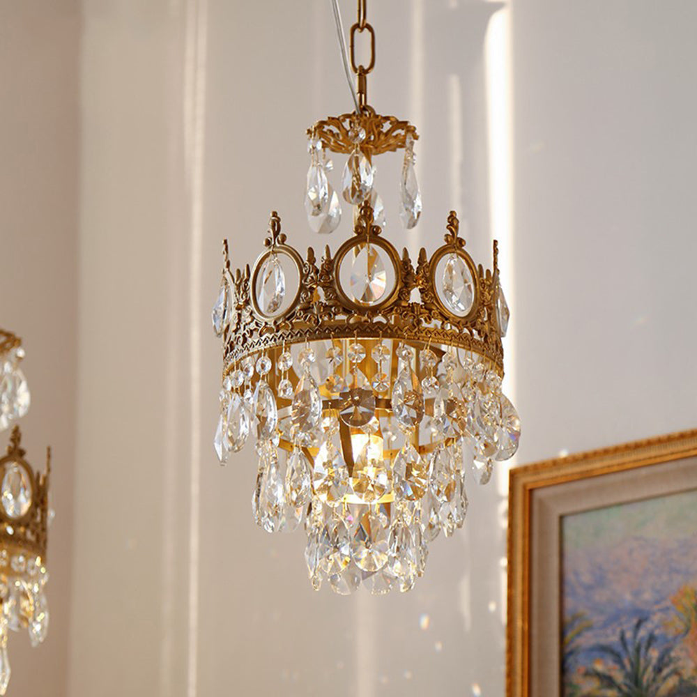 Retro French Gold Crystal Chandelier