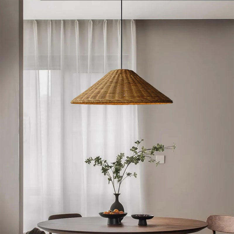 Lampsmodern Pendant Light Woven Rattan Wicker Cone Hanging Lights For ...