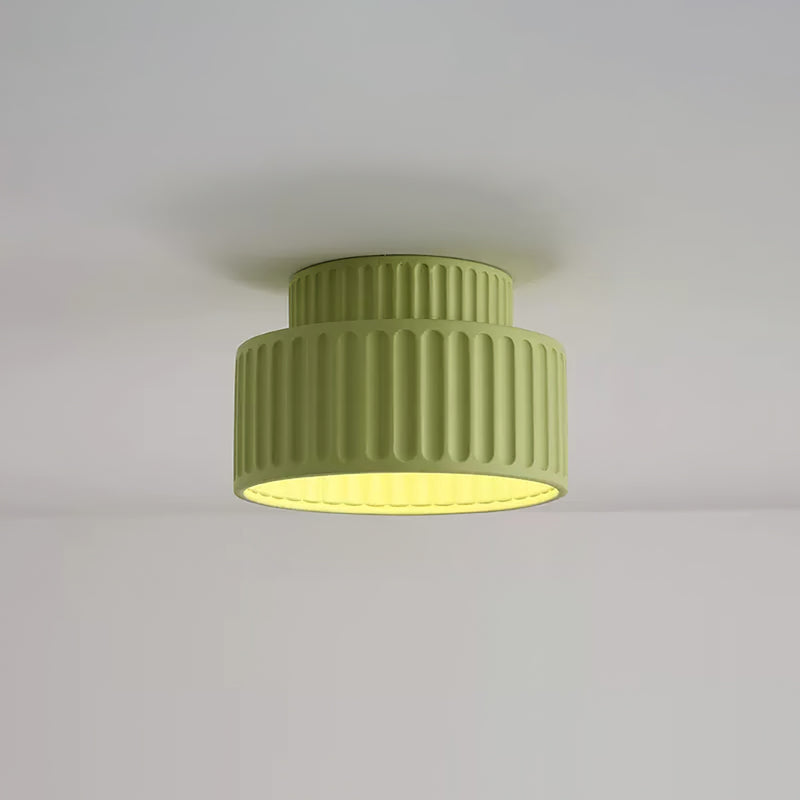 Vintage Cream Style Drum Semi Flush Mount Ceiling Lamp