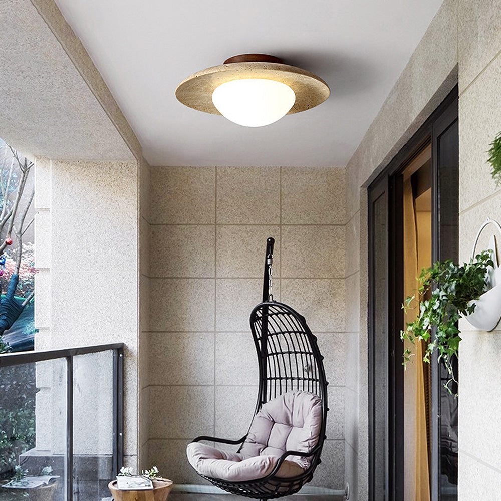 Contemporary Industrial Beige Stone Wall Light