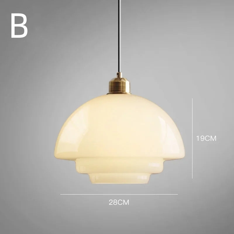 Nordic Milk Glass Plug-In Pendant Light for Kitchen Island