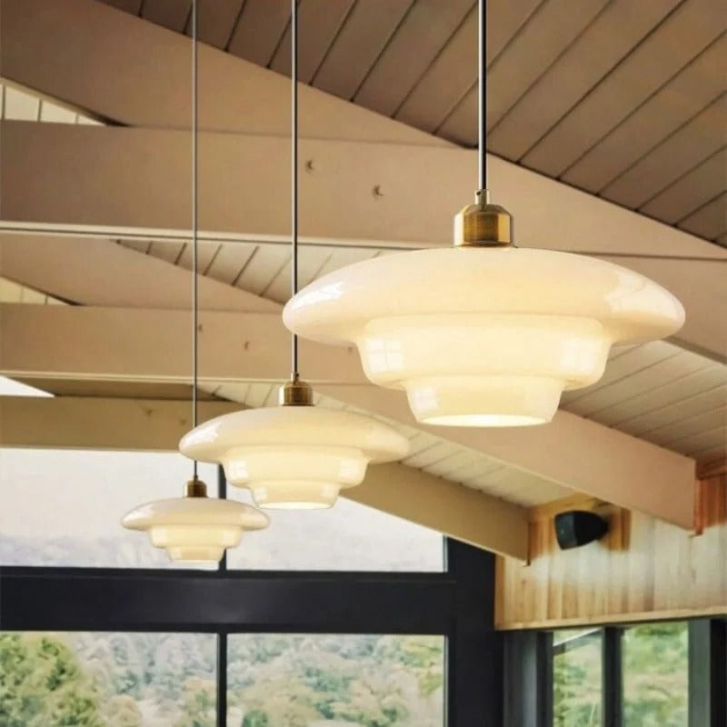 Nordic Milk Glass Plug-In Pendant Light for Kitchen Island