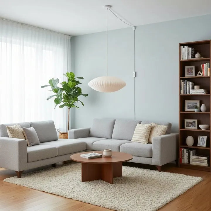 Mid-Century Silk Living Room White Pendant Light