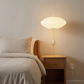 Mid-Century Silk Living Room White Pendant Light