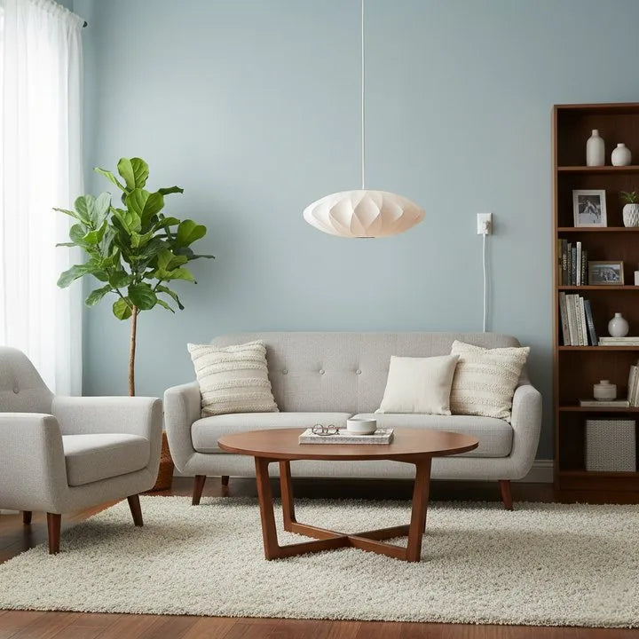 Mid-Century Silk Living Room White Pendant Light