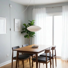 Mid-Century Silk Living Room White Pendant Light