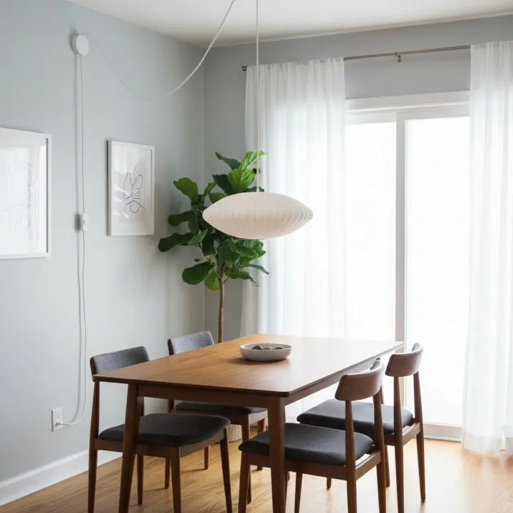 Mid-Century Silk Living Room White Pendant Light