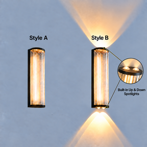 Modern Up and Down Glass Black Outdoor Wall Lights