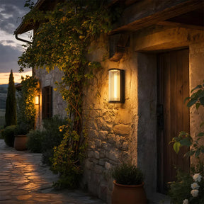 Modern Up and Down Glass Black Outdoor Wall Lights