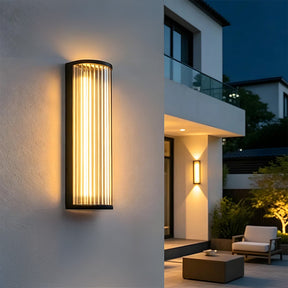 Modern Up and Down Glass Black Outdoor Wall Lights