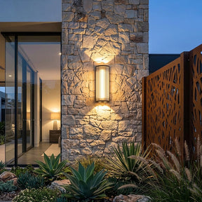 Modern Up and Down Glass Black Outdoor Wall Lights