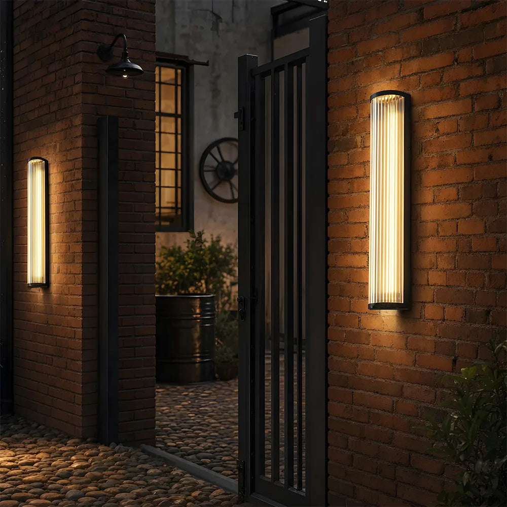 Modern Up and Down Glass Black Outdoor Wall Lights