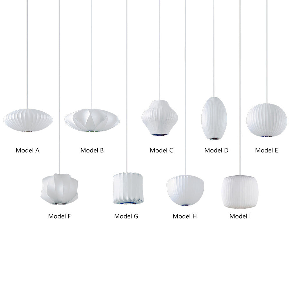 Mid-Century Silk Living Room White Pendant Light